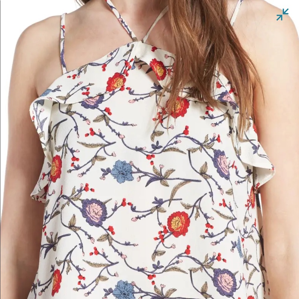 CRISS CROSS BACK SPAGHETTI STRAP FLORAL TOP
